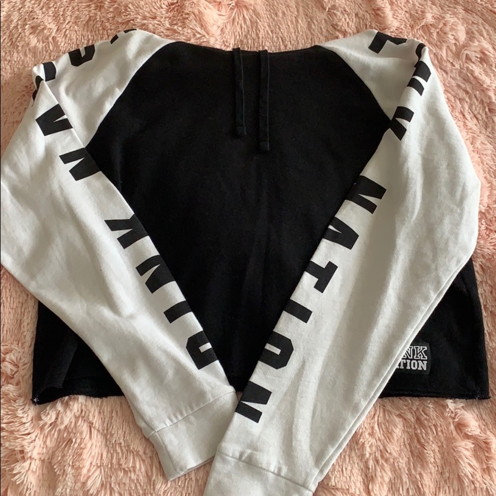 Black and White Cropped PINK Hoodie